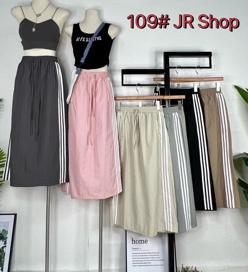 Casual Side Strip Drawstring High Waist Cargo Skirts